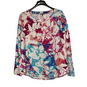 T by Talbots UPF 50+ Abstract Floral Sun Protection Top Sz MED Tropical Resort